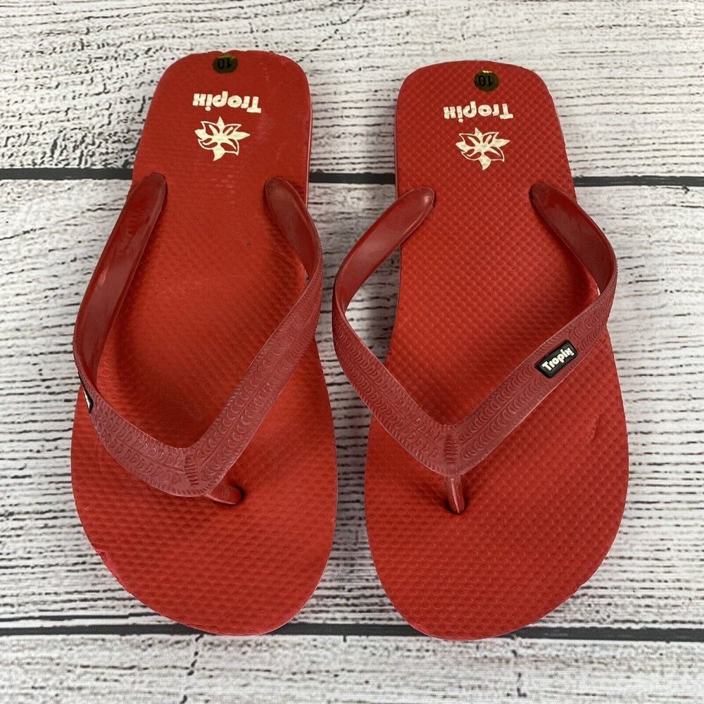 Tropix Flip Flops Sandals Men Size 10 Slip On Summer Thong Sandals / Shoes - Red